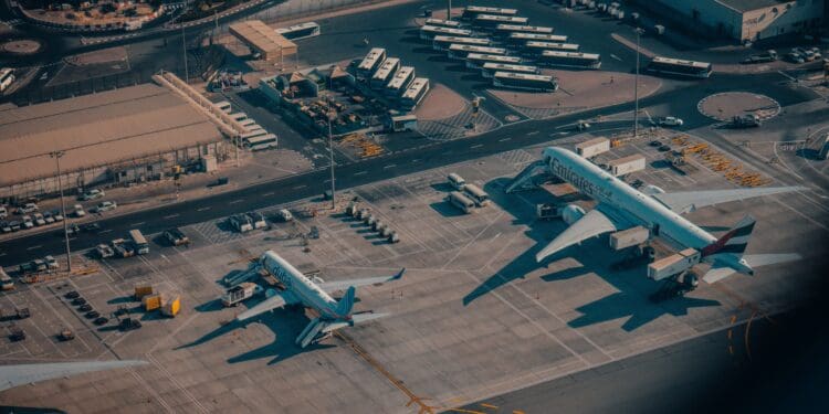 Dubai Marina with beautiful city sunset time