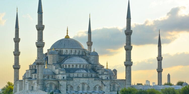 Golden hour view of the magnificent Sultan Ahmet Mosque (Sultan Ahmet Camii) in Istanbul Turkey. This shot was taken during a visit in 2014. Definitely breathtaking!