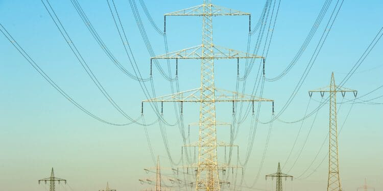 Power lines dominate the landscape near Frankfurt am Main