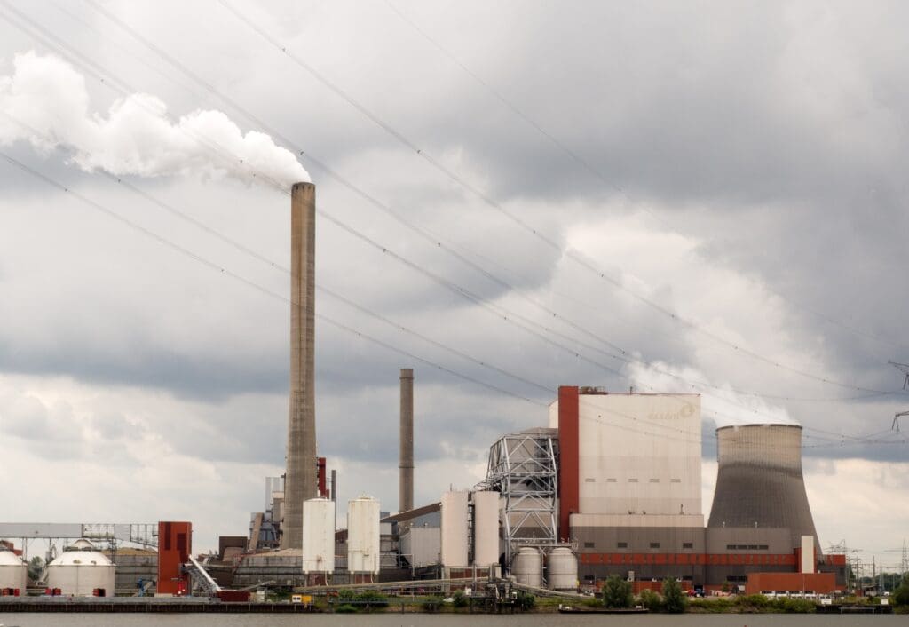 The Amercentrale is one of the electricityproducing plants in the Netherlands. The smoke from the chimneys are in a beautiful contrast with the clouds in the air.