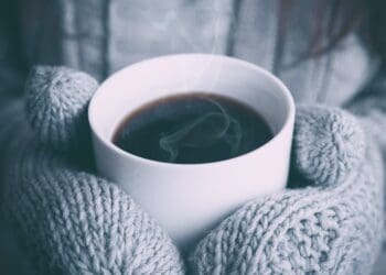 Hot coffee on a cold day
