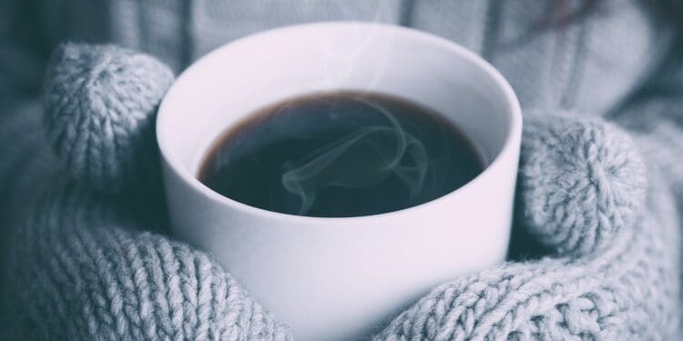 Hot coffee on a cold day