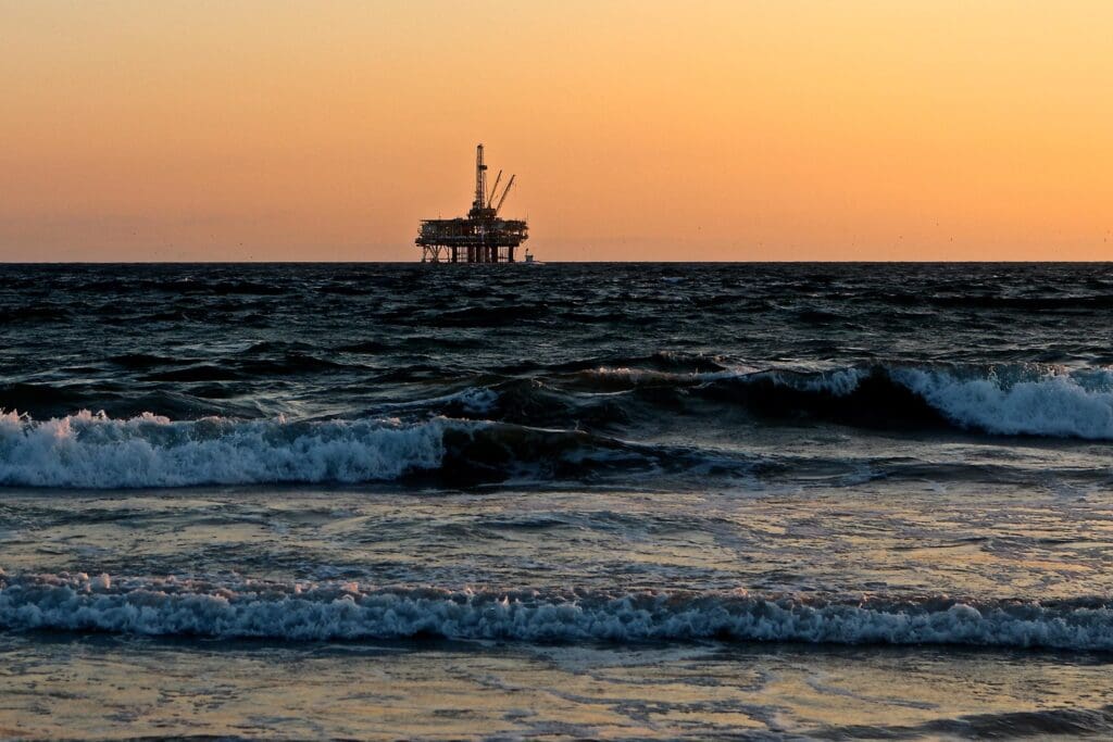 oil rig, sea, oil