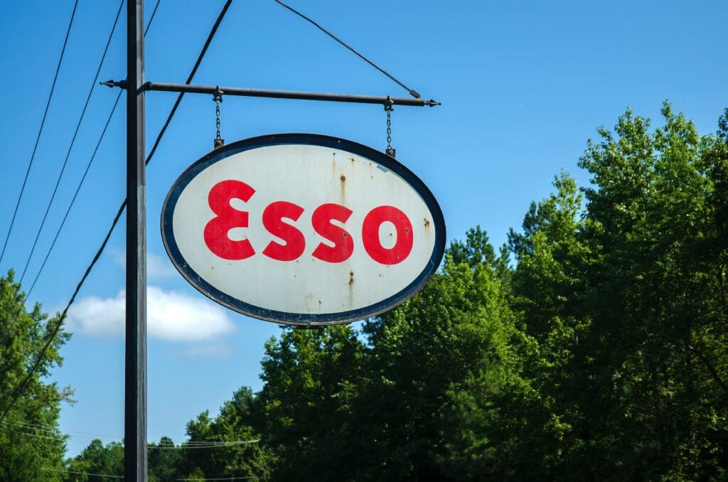 Old, vintage gasoline Esso sign