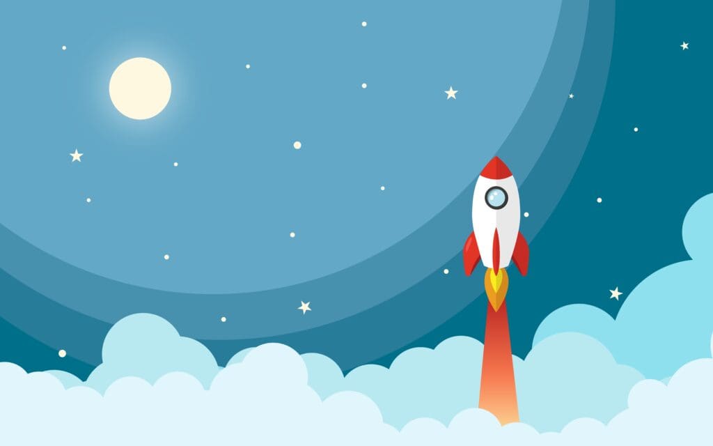 space, rocket, night