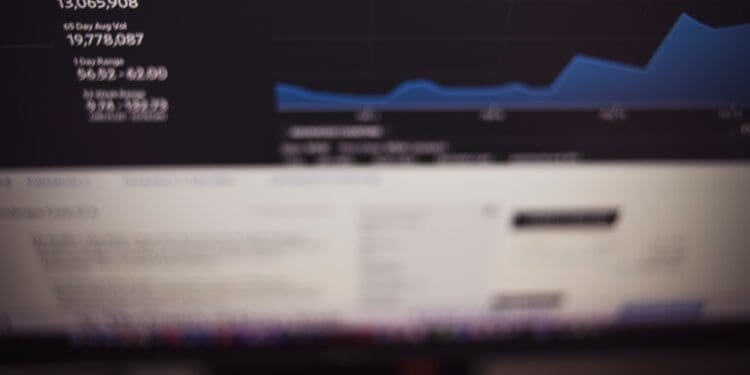 Stockmarket chart index finance wallstreet. Made with analog vintage lens, Leica Summicron-R 2.0 35mm (Year: 1978)