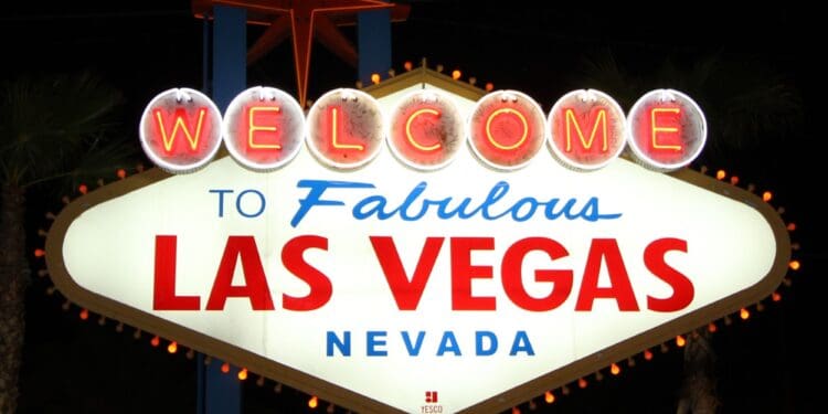 The Famous Las Vegas Sign at the entrance of the Las Vegas Strip.