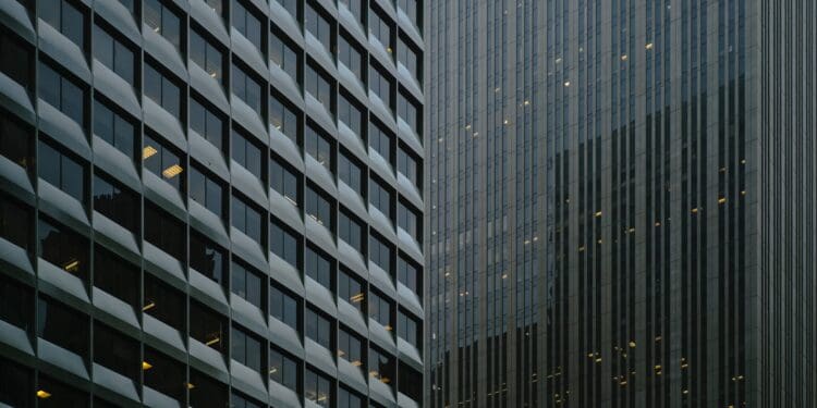 architectural photography of glass curtain buildings