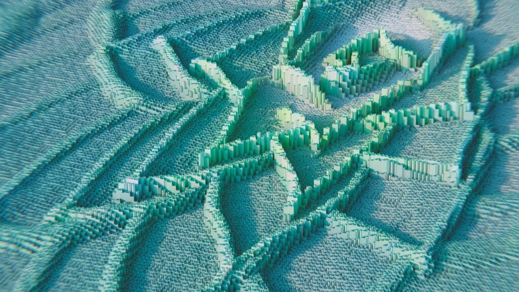 Artificial General Intelligence: "A look ‘under the hood’ of Artificial Intelligence. Repeating patterns represent AI processing image prompts inspired by image generators." Artist: Domhnall Malone