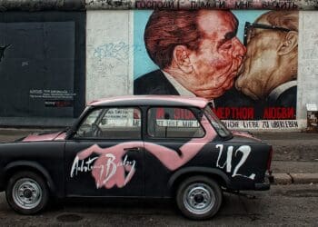 berlin wall, car, graffiti