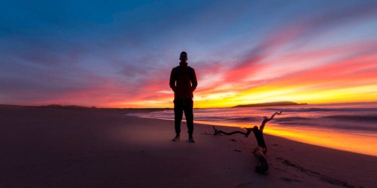 Male silhouette Sydney sunset