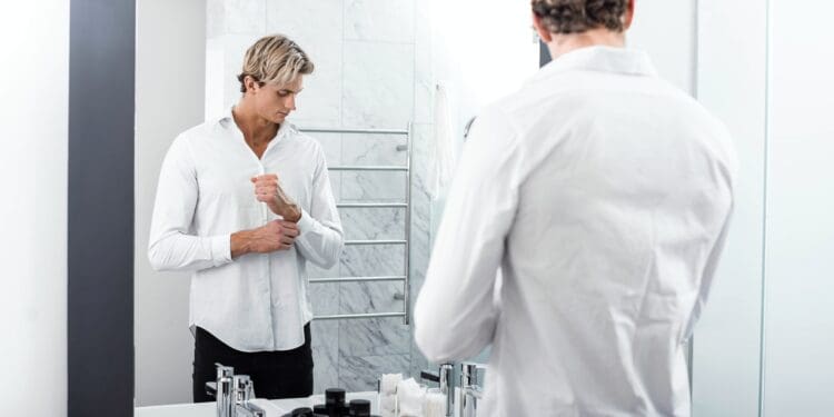 man wearing white dress shirt
