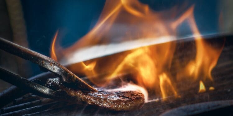meat on grilling screen