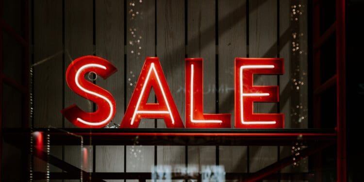 red and white sale LED sign