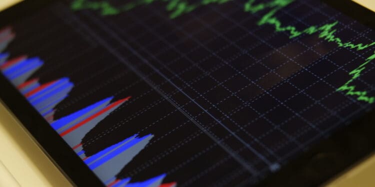 Black blue and red graph illustration