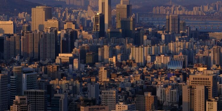 city, seoul, sunset