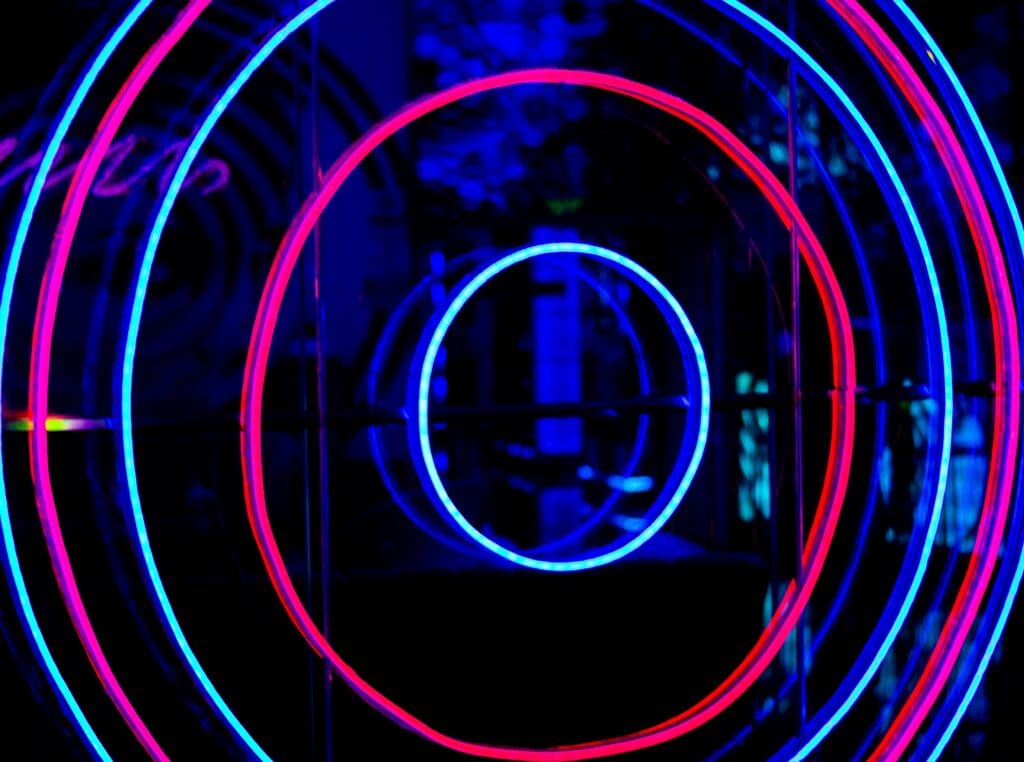 purple and blue light digital wallpaper