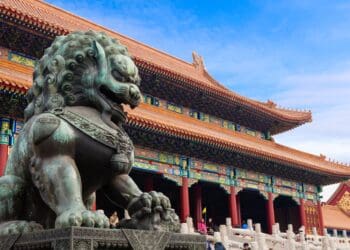 The The Hall of Supreme Harmony is the largest hall within the Forbidden City in Beijing, China. It is located at its central axis.