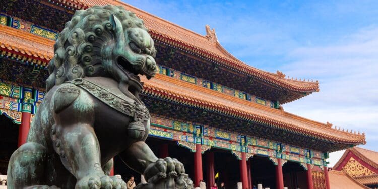 The The Hall of Supreme Harmony is the largest hall within the Forbidden City in Beijing, China. It is located at its central axis.