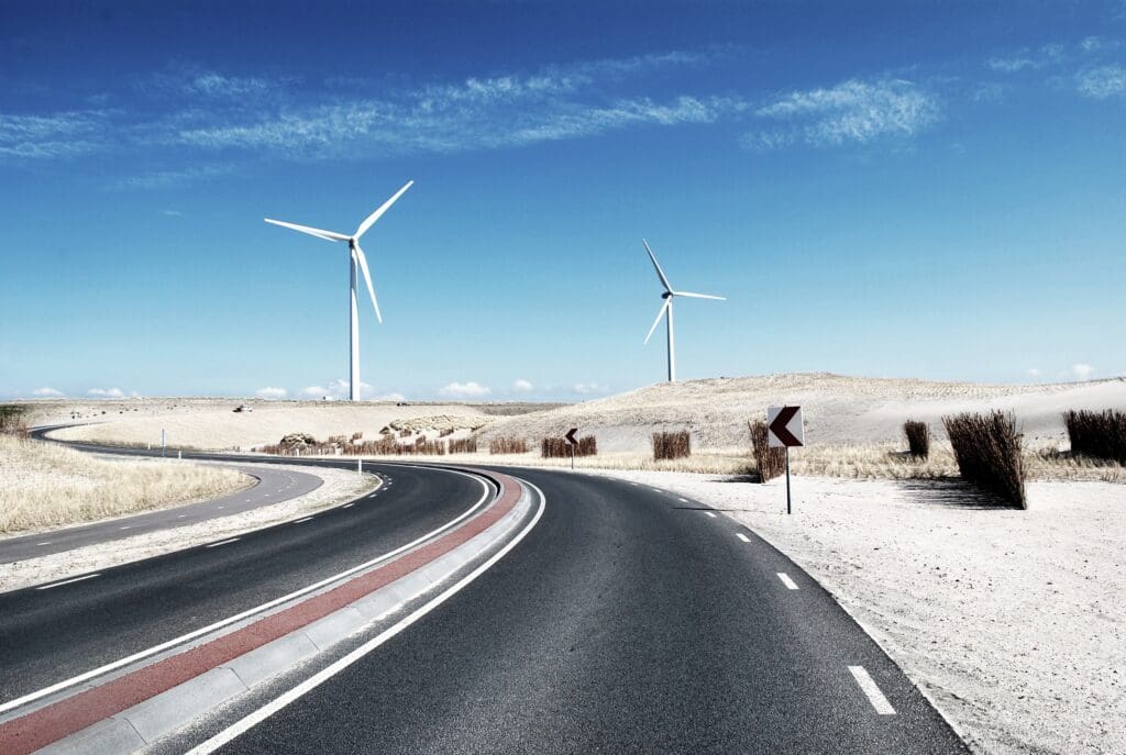Wind Turbines Paved Roads
