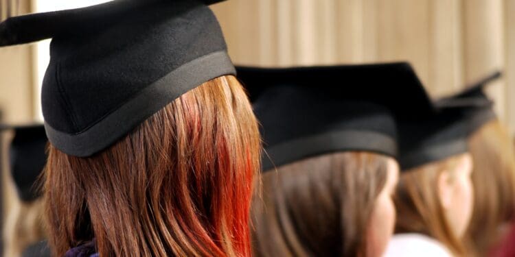 women on square academic caps