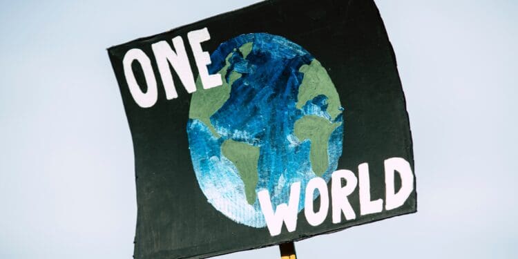 ONE WORLD. Global climate change protest demonstration strike - No Planet B - 09-20-2019
