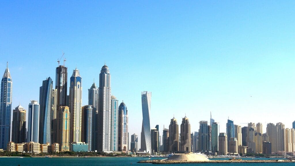 skyline, dubai, skyscrapers