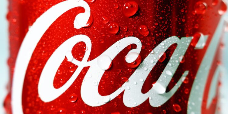 Tyumen, Russia-may 20, 2020: Coca cola drink close up macro. Coca cola drinks are produced and manufactured by The Coca-Cola Company.